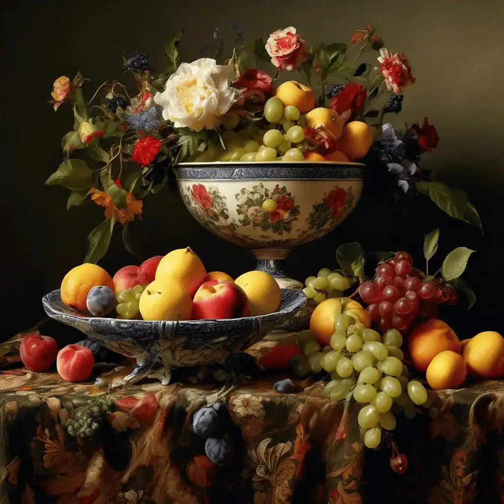 Two fruit bowls on a table – Tomás Yepes